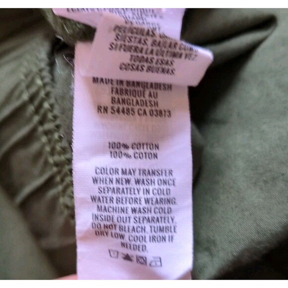 Aerie Avenue Baggy Cargo Pants Womens L Green Flame 100% Cotton Wide Leg Boho - Picture 12 of 12